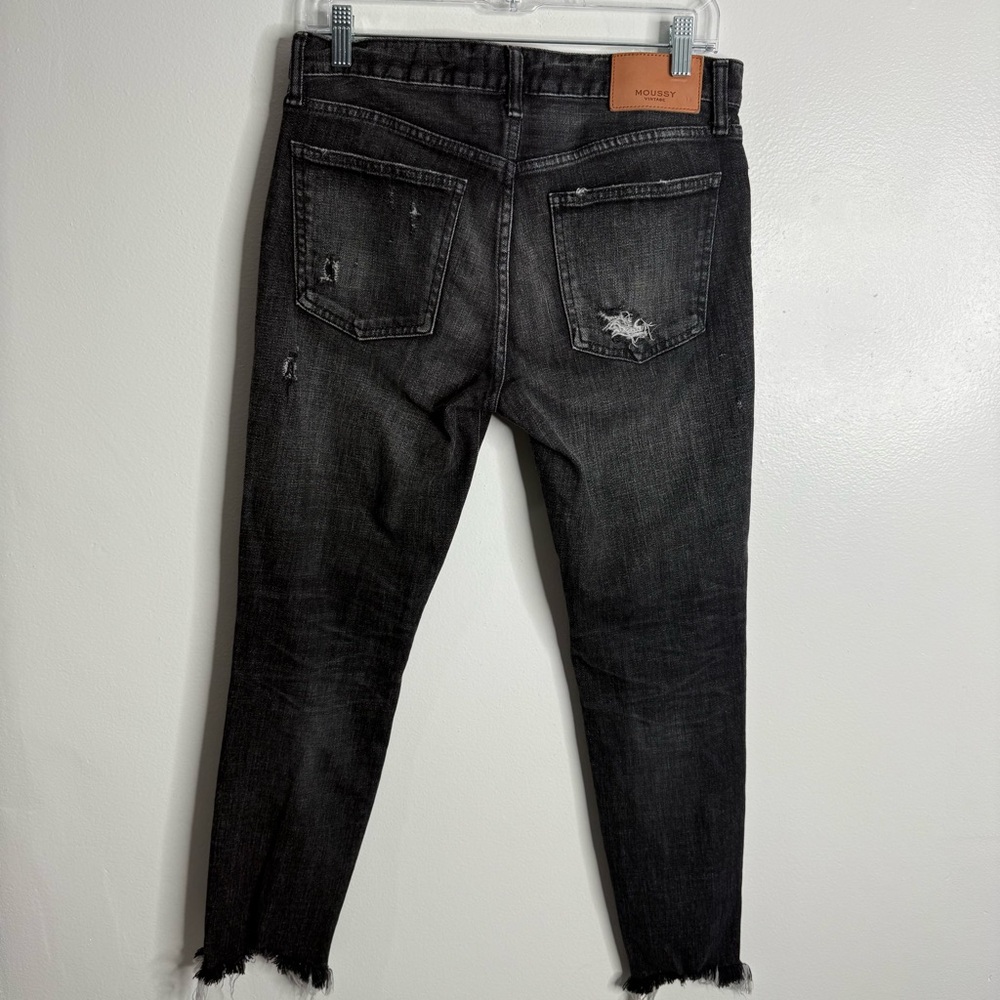 Moussy Vintage Glendele Black Mid Rise Cropped Ankle Jeans Size 28 Quiet Luxury - Picture 3 of 9